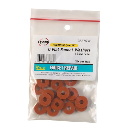 Danco Flat Washer, For Screw Size 1/4" , Rubber Plain Finish 35375W